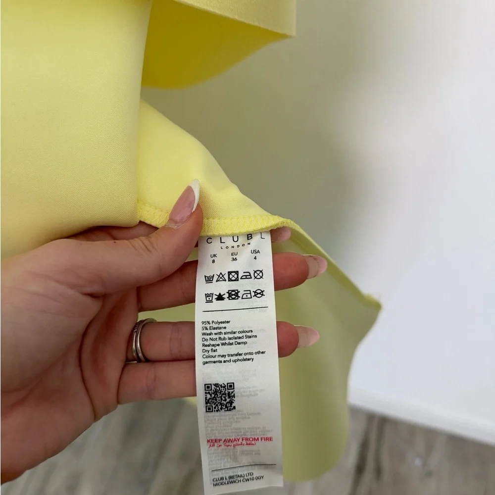 Club L London Sweetheart Midi Dress in Pale Yellow - NEW WITH TAGS